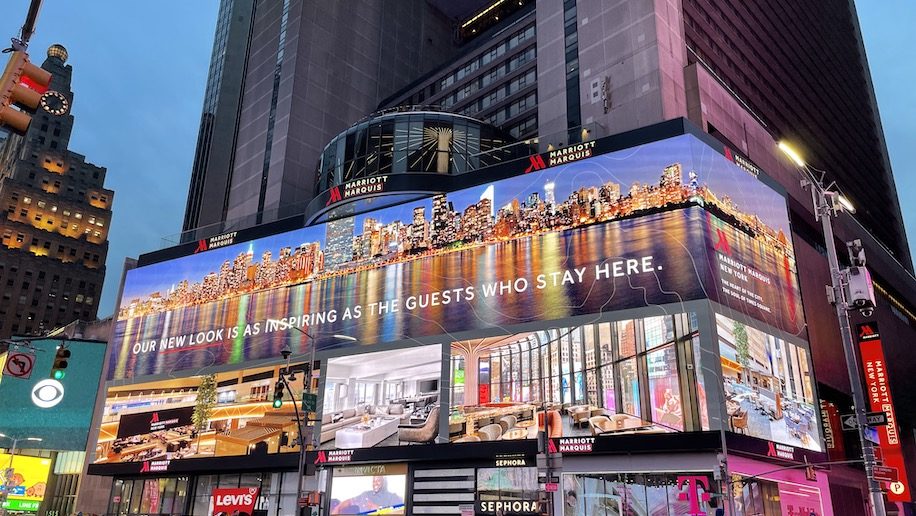 The New York Marriott Marquis has unveiled the results of its multi-million dollar refurbishment, which includes redesigned guest rooms, public spaces, restaurants and events spaces.