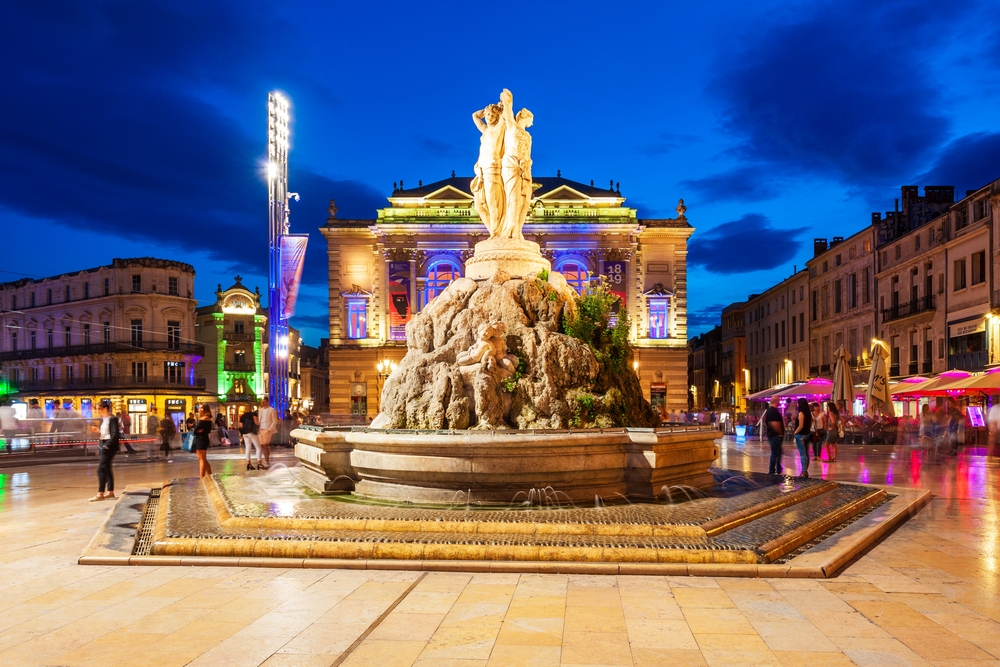 Montpellier,,France,-,September,21,,2018:,Fountain,Of,The,Three