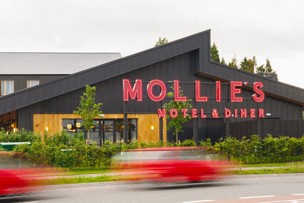 Mollies, a 1950’s style motel diner, a traveller’s affordable alternative to the exclusive Soho House Group