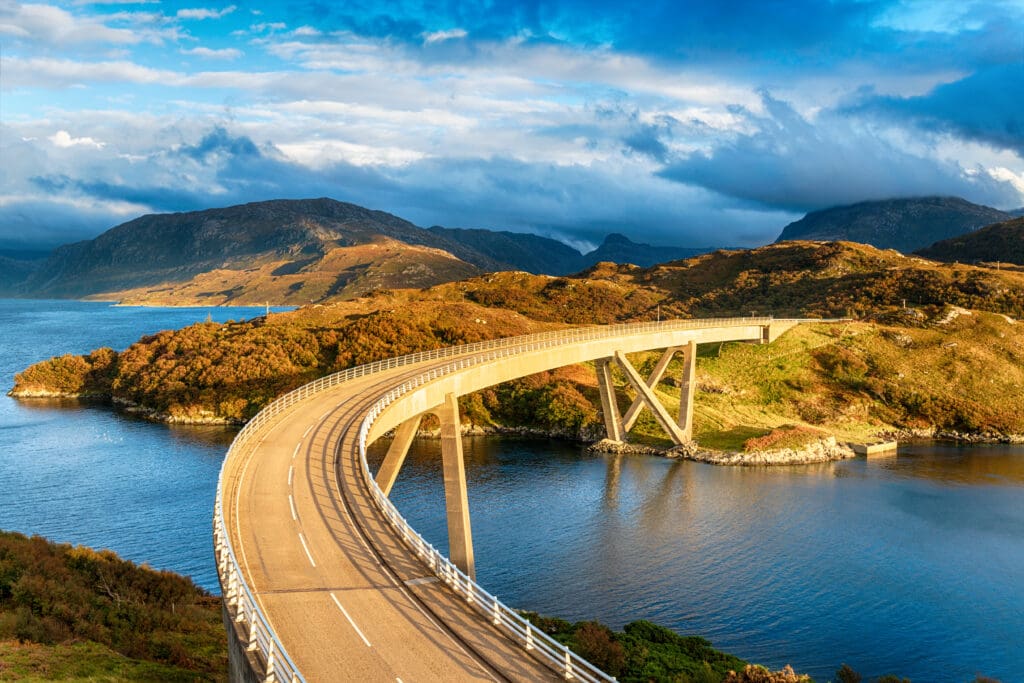 Sunlight,Bathing,The,Kylesku,Bridge,In,The,Highlands,Of,Scotland