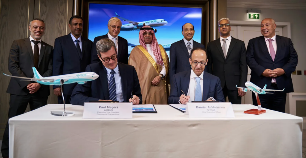 Towards the end of day four at the Farnborough International Airshow (FIA), Saudi Arabia’s low-cost carrier, flynas, signed a Memorandum of Understanding (MoU) with Airbus for a substantial order of 90 aircraft.