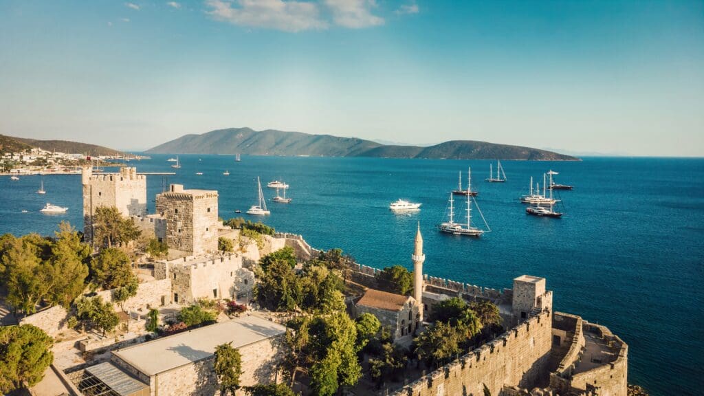 Castle,Of,St.,Peter,Bodrum,Marina,,Sailing,Boats,And,Yachts