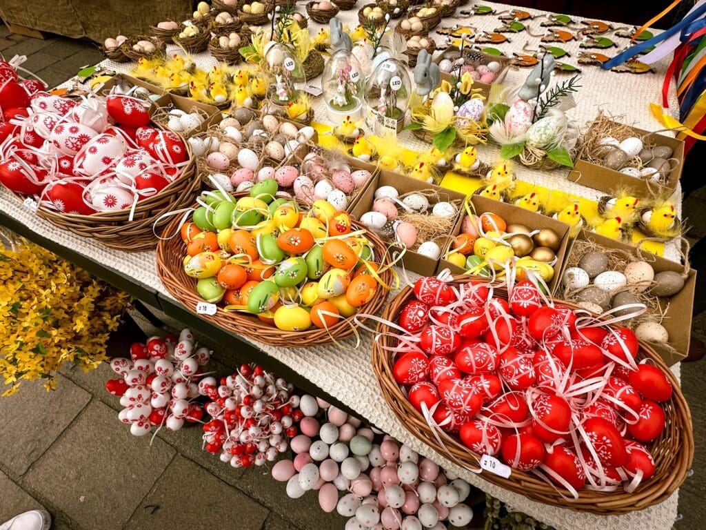 Colourful,Easter,Eggs,At,Plzen's,Easter,Market.,Czechia